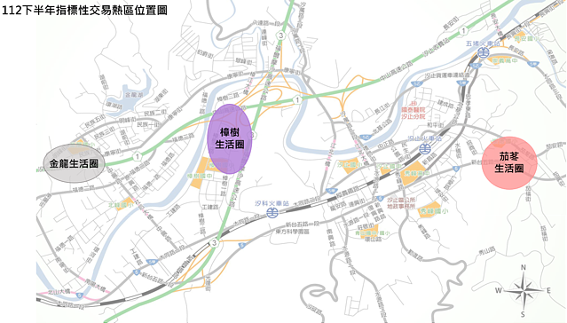 汐止區指標性交易熱區位置圖。圖/新北汐止地政所
